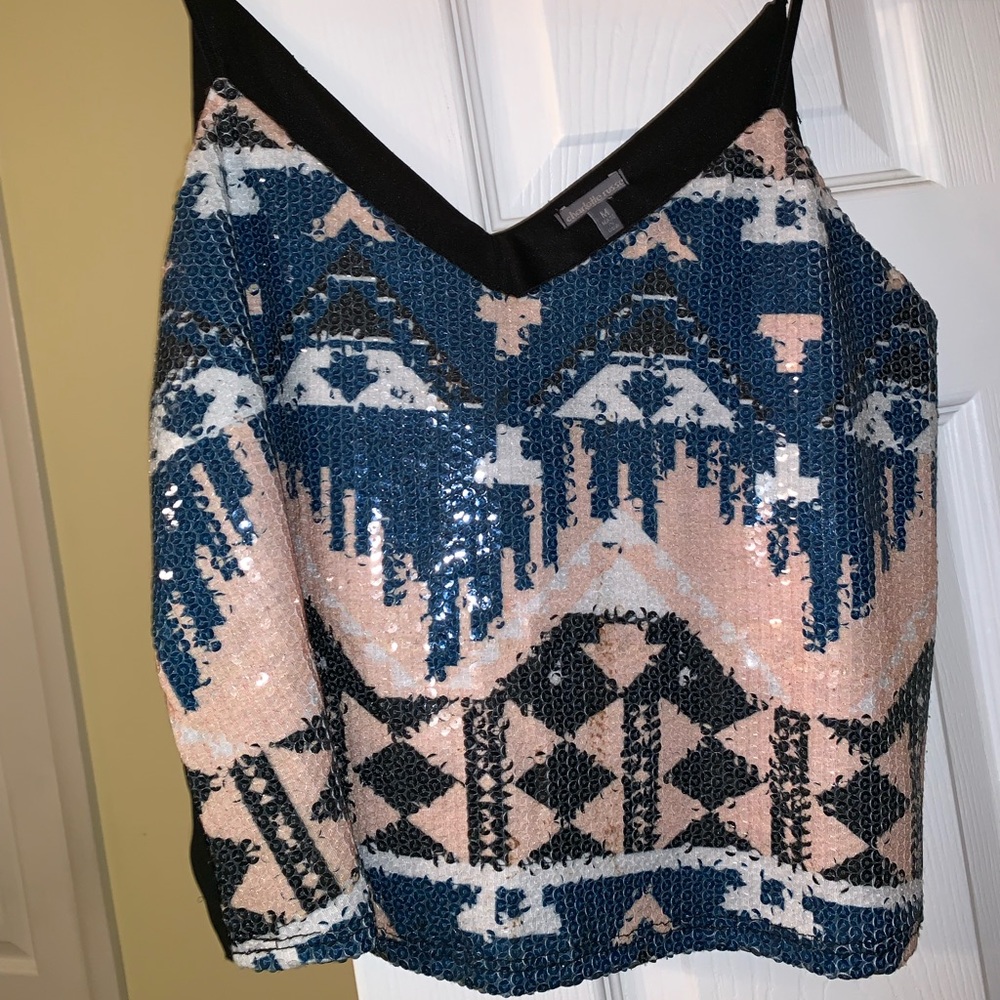 Charlotte Russe Sequined Tank Top: Spaghetti Strap